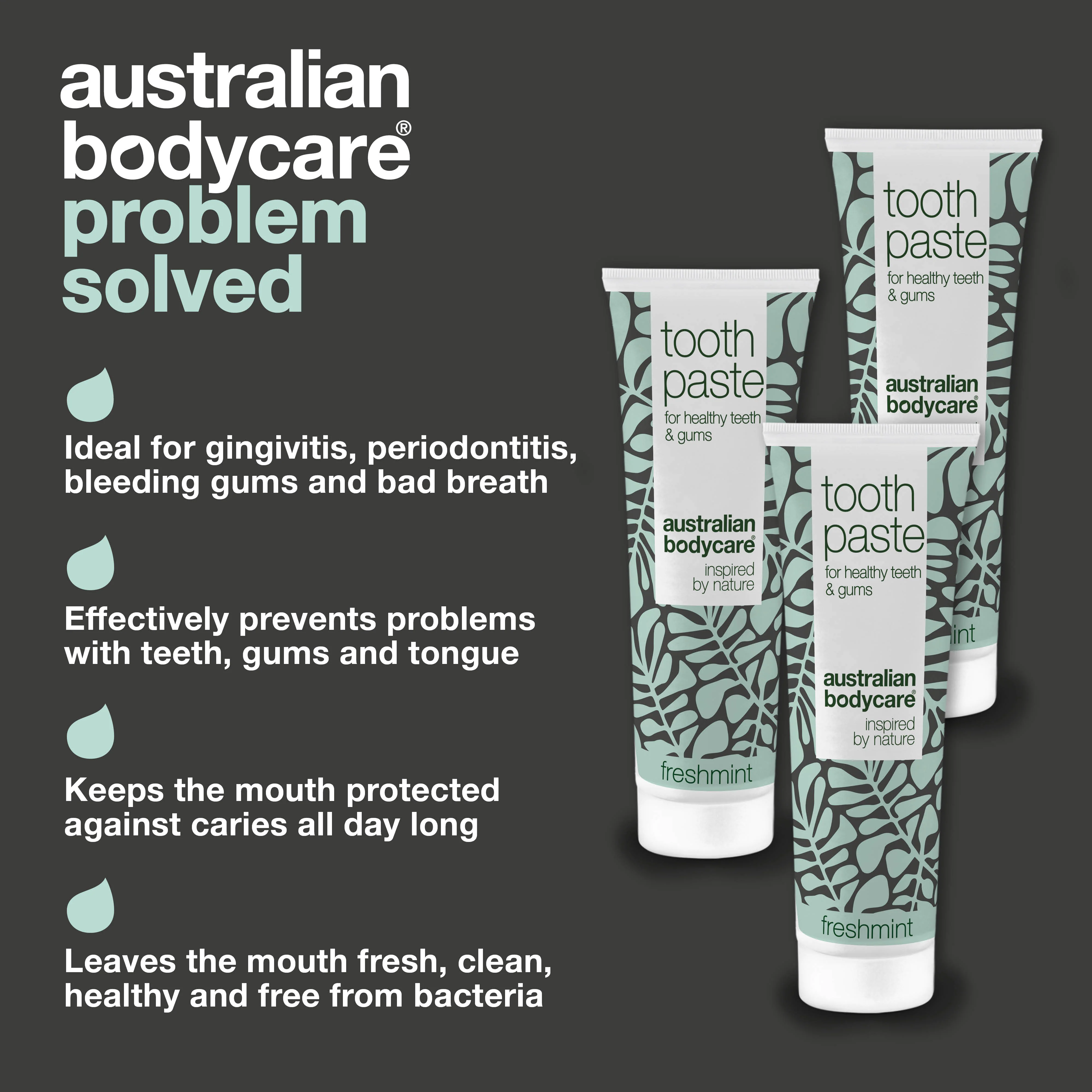 3 x Tea Tree Oil Tooth paste with Fresh Mint — For daily care of oral thrush, periodontitis and gingivitus - Image 3
