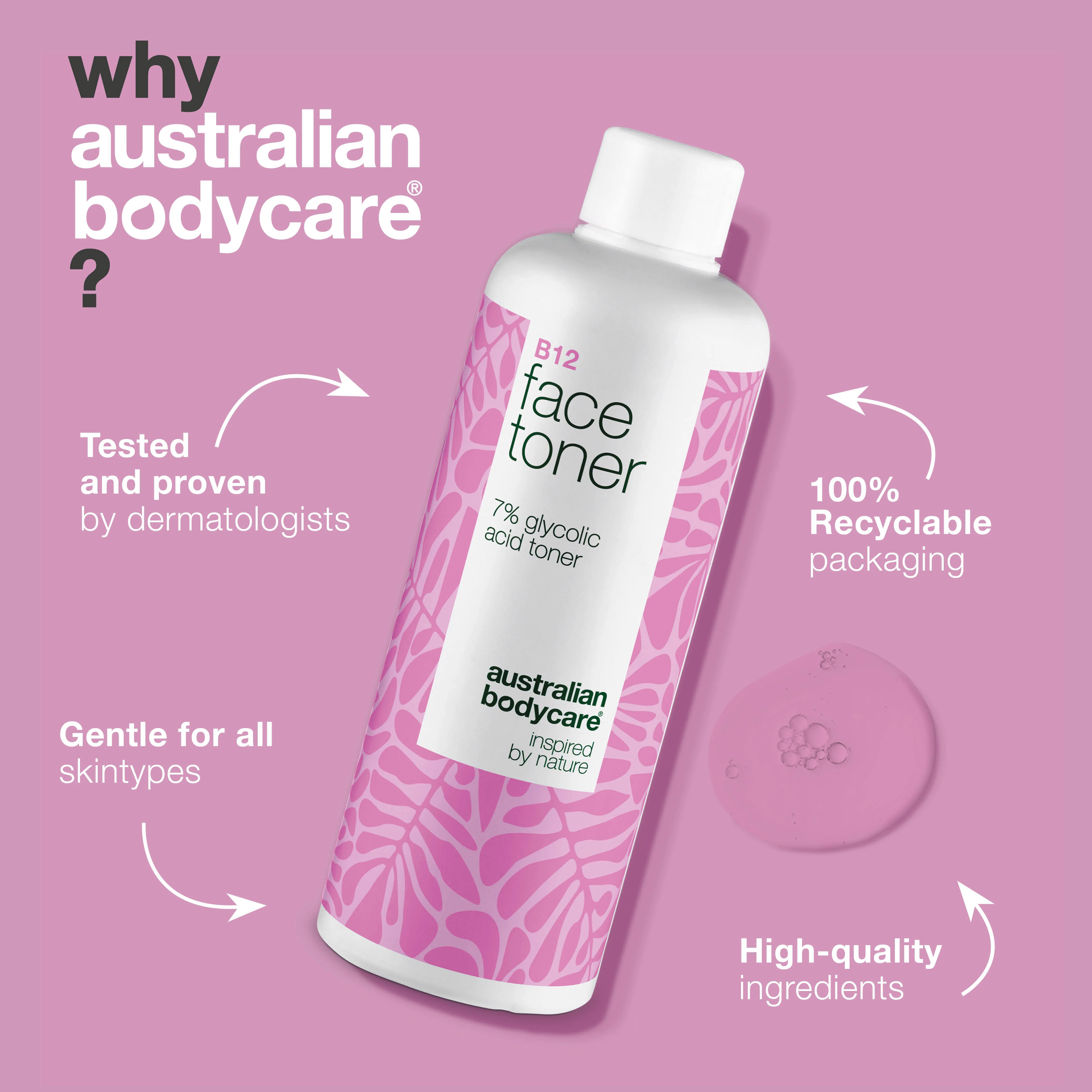 Face Toner with B12 and 7% Glycolic Acid for Smooth Skin — Exfoliating toner with B12 and 7% Glycolic Acid removes dead skin cells, boosts glow, and promotes an even complexion - Image 4