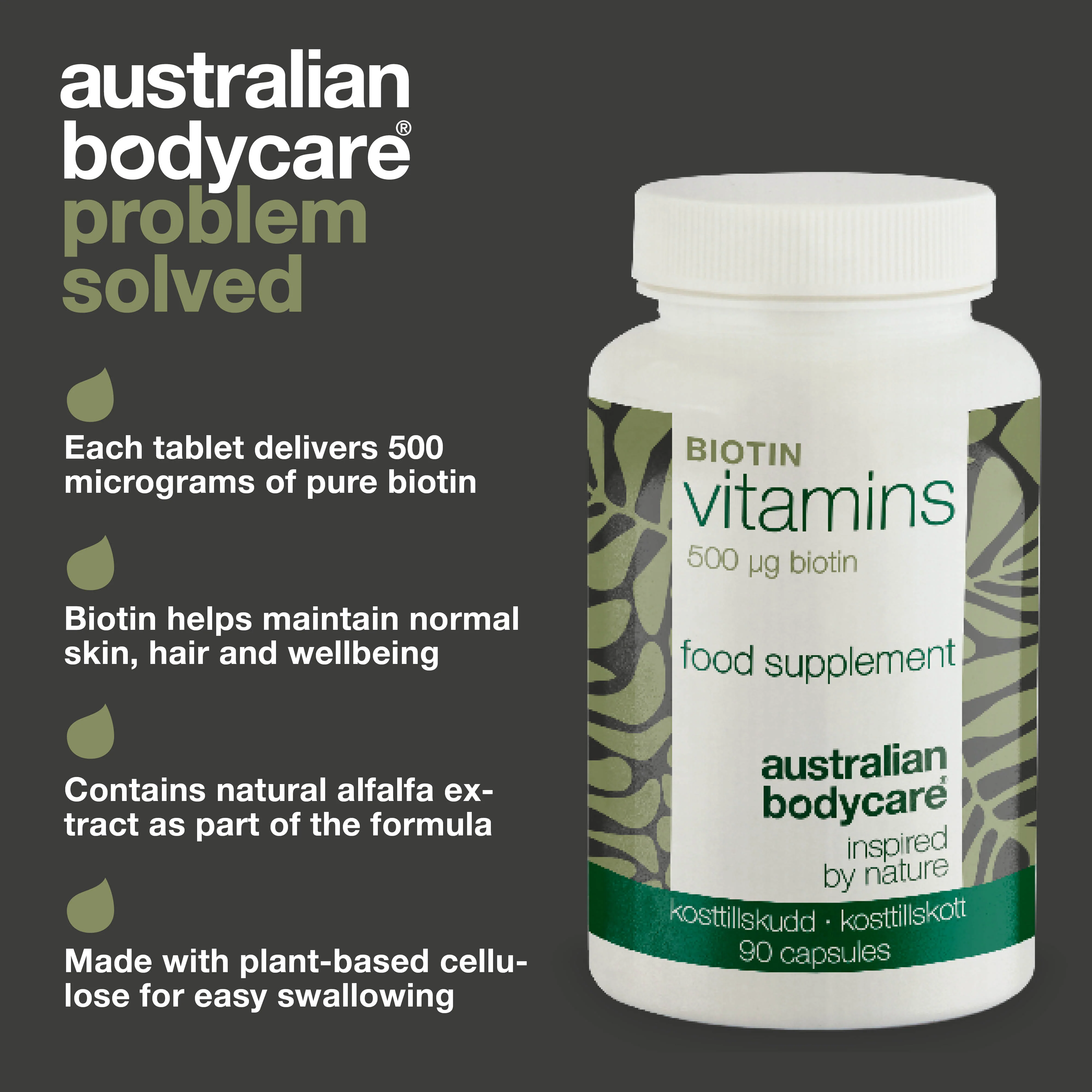 Biotin 500 µg – Daily Vitamin B7 Supplement – 90 Count — Biotin 500 µg with Vitamin B7 – 90 tablets for daily use to help maintain hair, skin, and mucous membranes. Key: biotin, alfalfa, cellulose. - Image 3