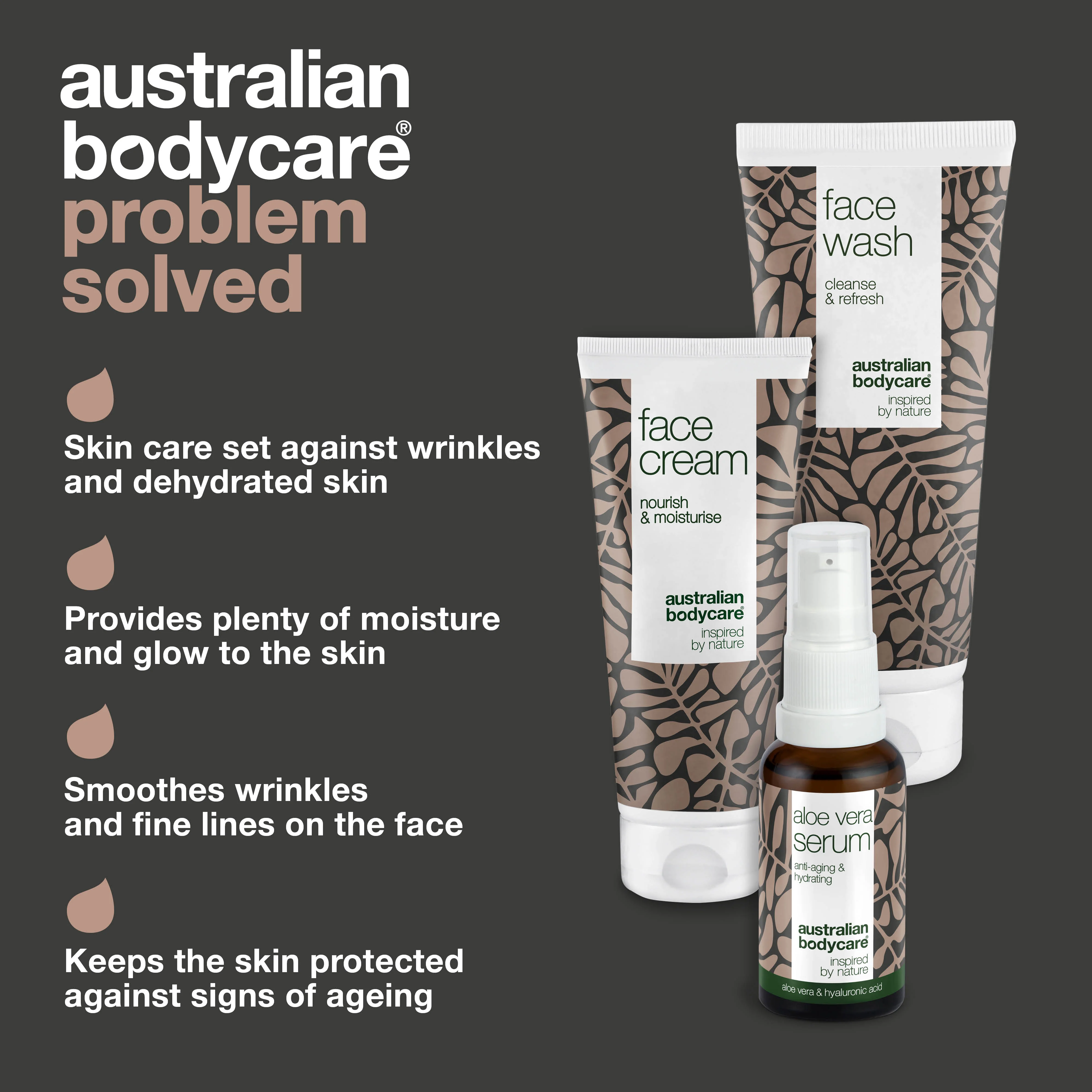 Skin care set for wrinkles and dehydrated skin — 3 Anti Age products for dry skin: Face Wash, Aloe Vera Serum and Face Cream - Image 3