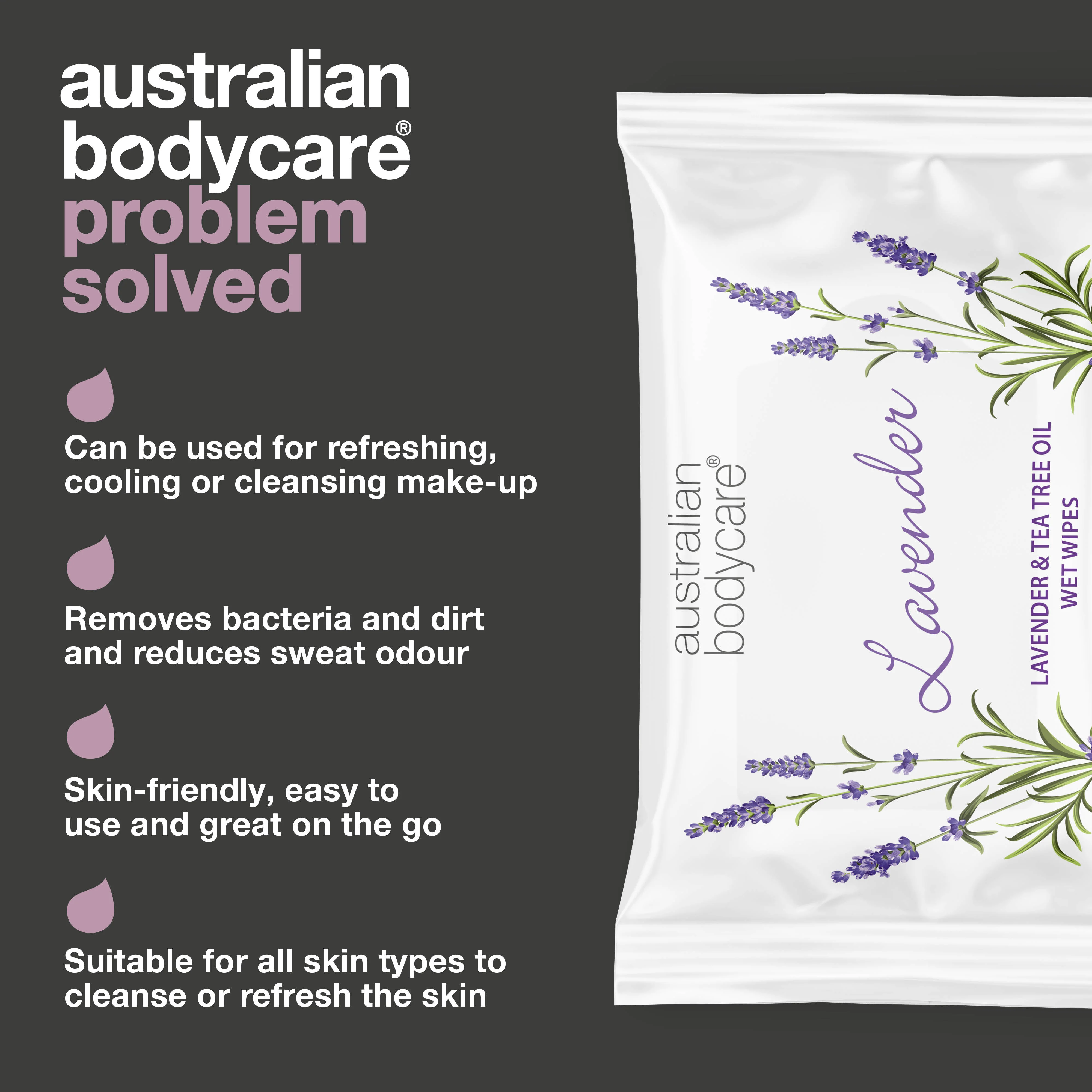 Wet wipes with Lavender & Tea Tree Oil — Biodegradable wipes for cleansing and moisturising the face and body - Image 3