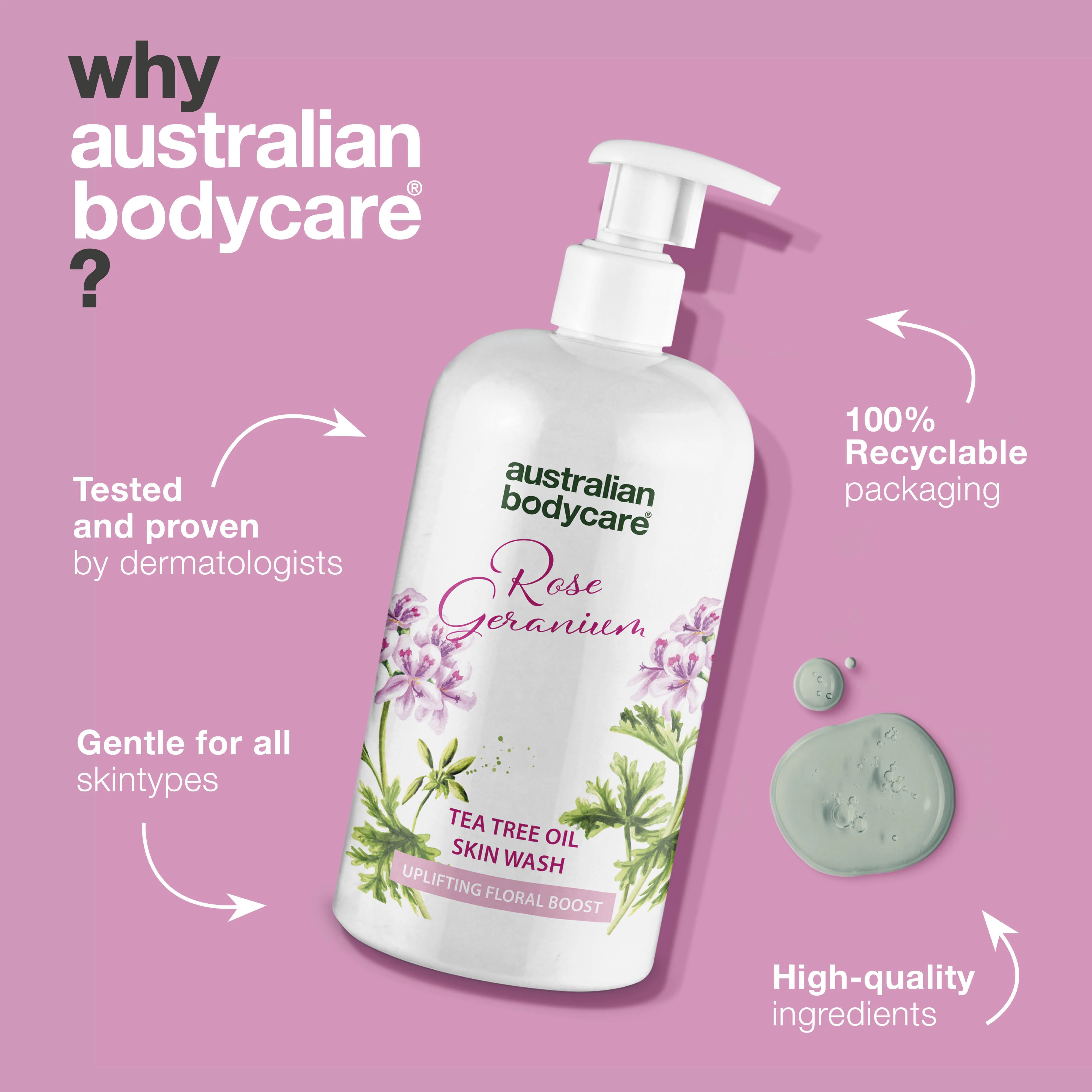 Professional Rose Skin Wash — Deep cleansing shower gel with Tea Tree Oil and Rose Geranium - Image 4
