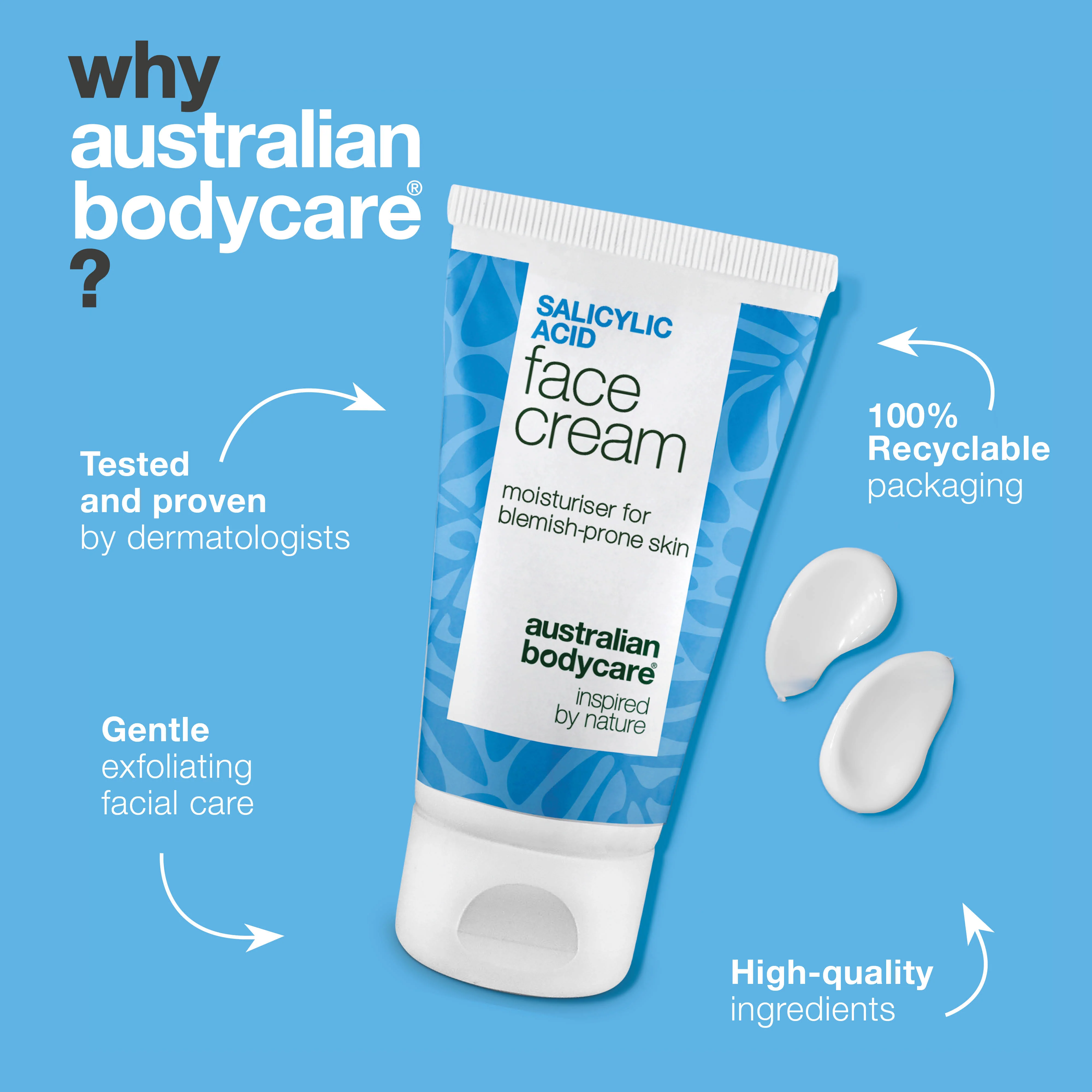Salicylic Acid Face Cream for blemishes, blackheads and pimples — Lightweight, non-greasy & non-comedogenic moisturiser for oily & acne-prone skin that unclogs pores and locks in moisture. - Image 4