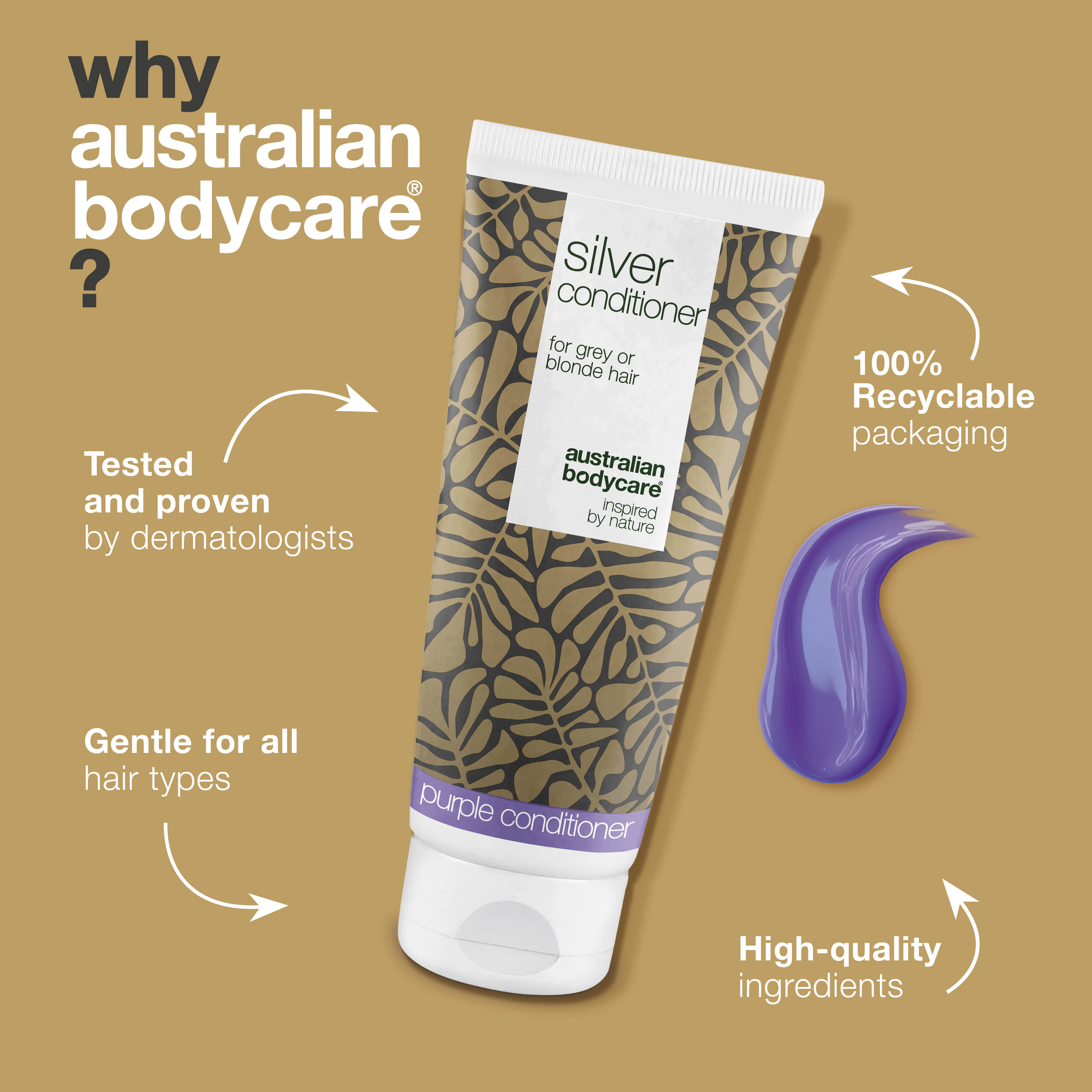 Silver Conditioner for Grey and Blonde Hair – No More Yellow Tones — Conditioner with violet pigments removes yellow hues and enhances cool tones. Adds shine and strengthens hair. Perfect for natural or dyed hair. - Image 4