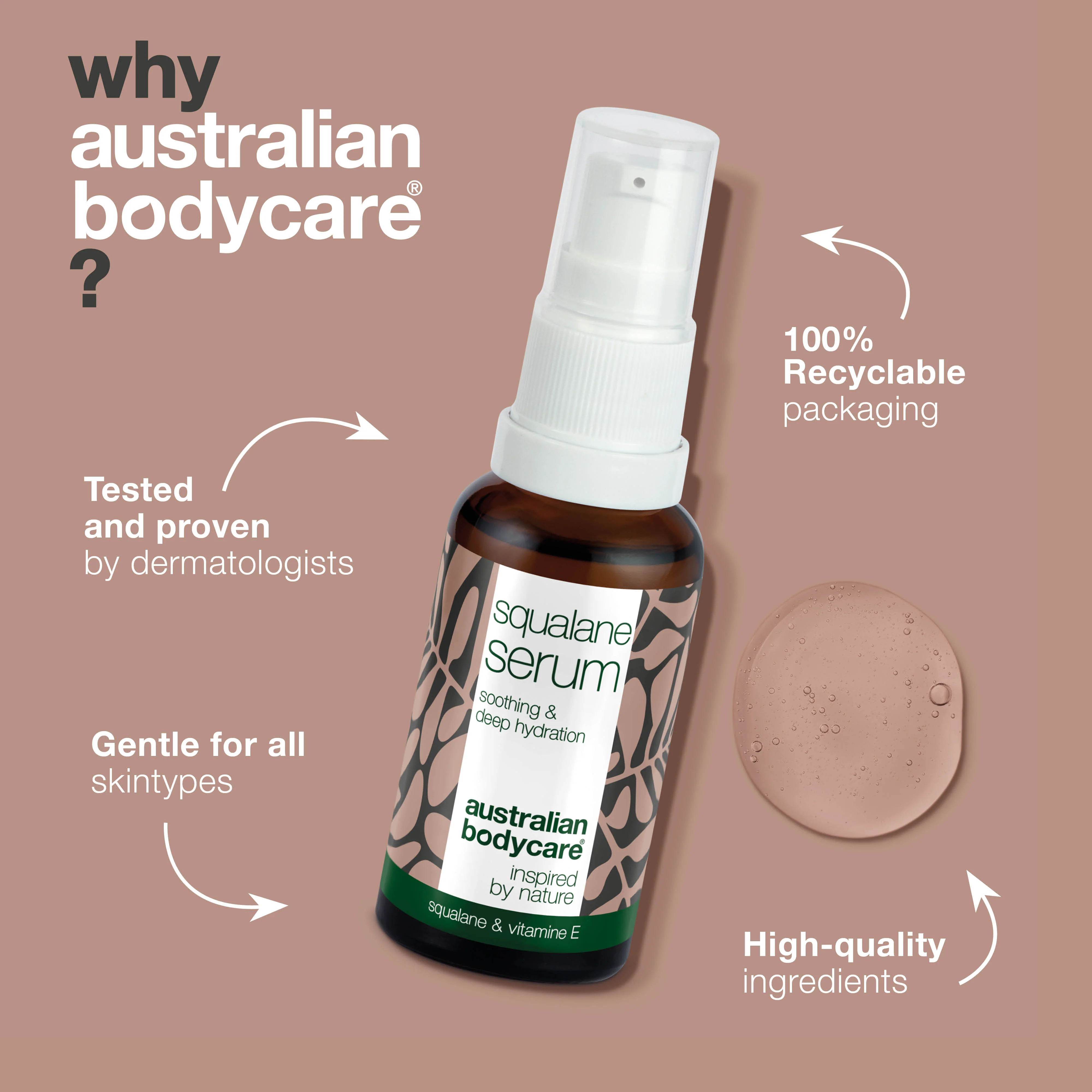 Moisturizing Face Serum with Squalane & Vitamin E — Squalane & Vitamin E provide deep hydration for dry skin. A lightweight, non-greasy serum that leaves your skin soft and smooth. - Image 4