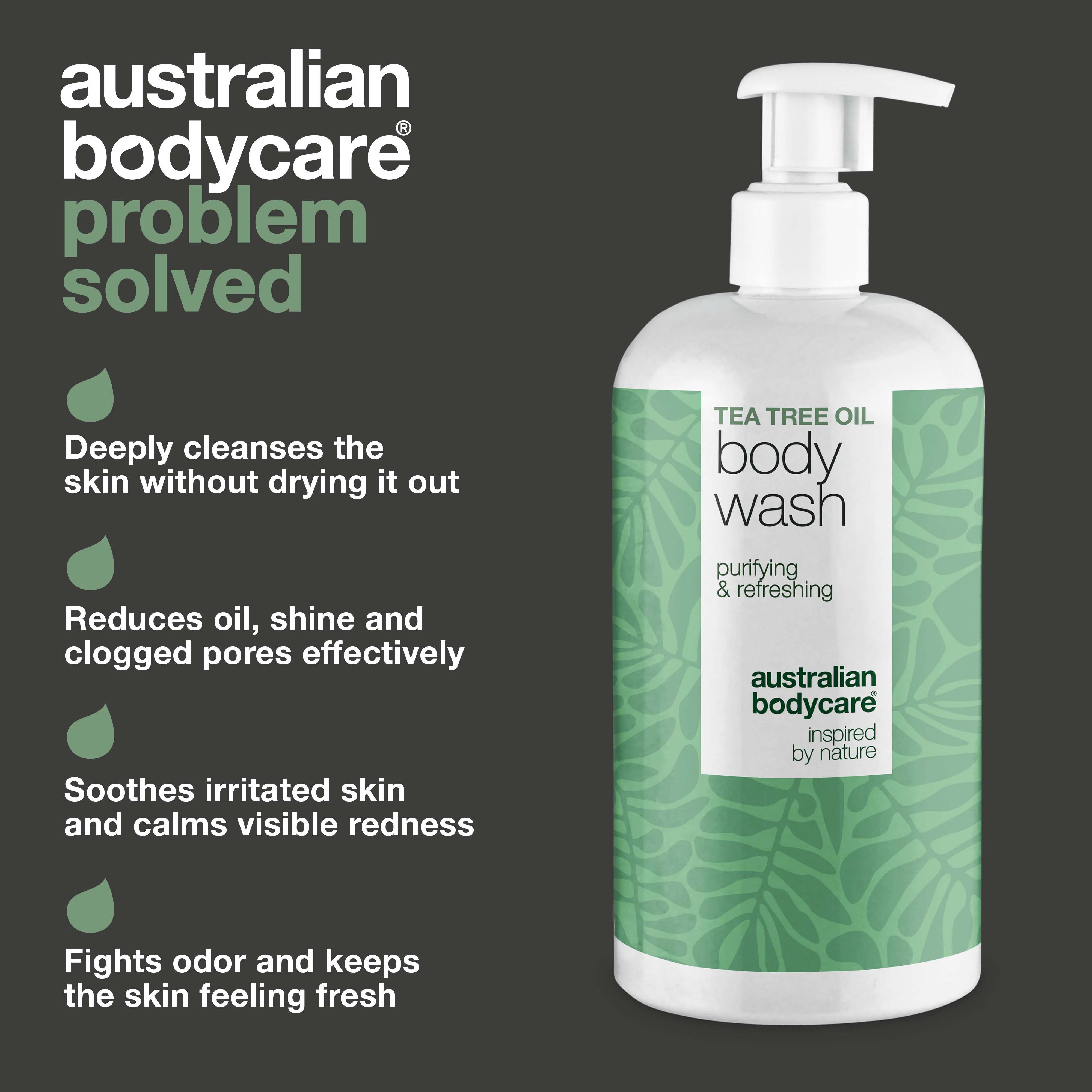 Tea Tree Body Wash for breakouts, oily skin and body odor — Tea Tree Body Wash for blemishes, sweat and odor. With Tea Tree Oil, Zinc PCA and gentle Coco-Betaine for daily cleansing. - Image 3