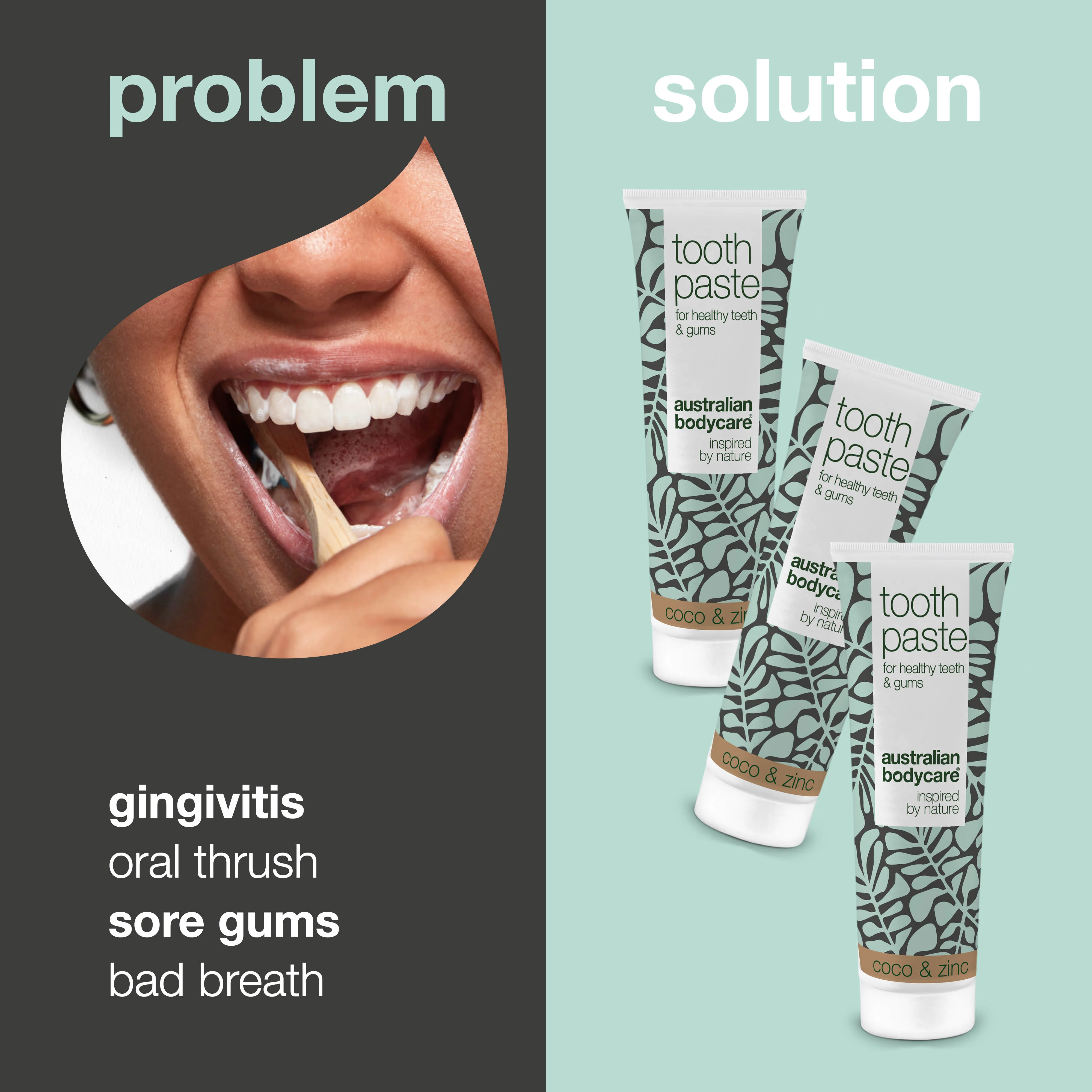 3x Tea Tree Oil Toothpaste Coconut & Zinc — For daily care for periodontitis, fungus and gingivitis - Image 2