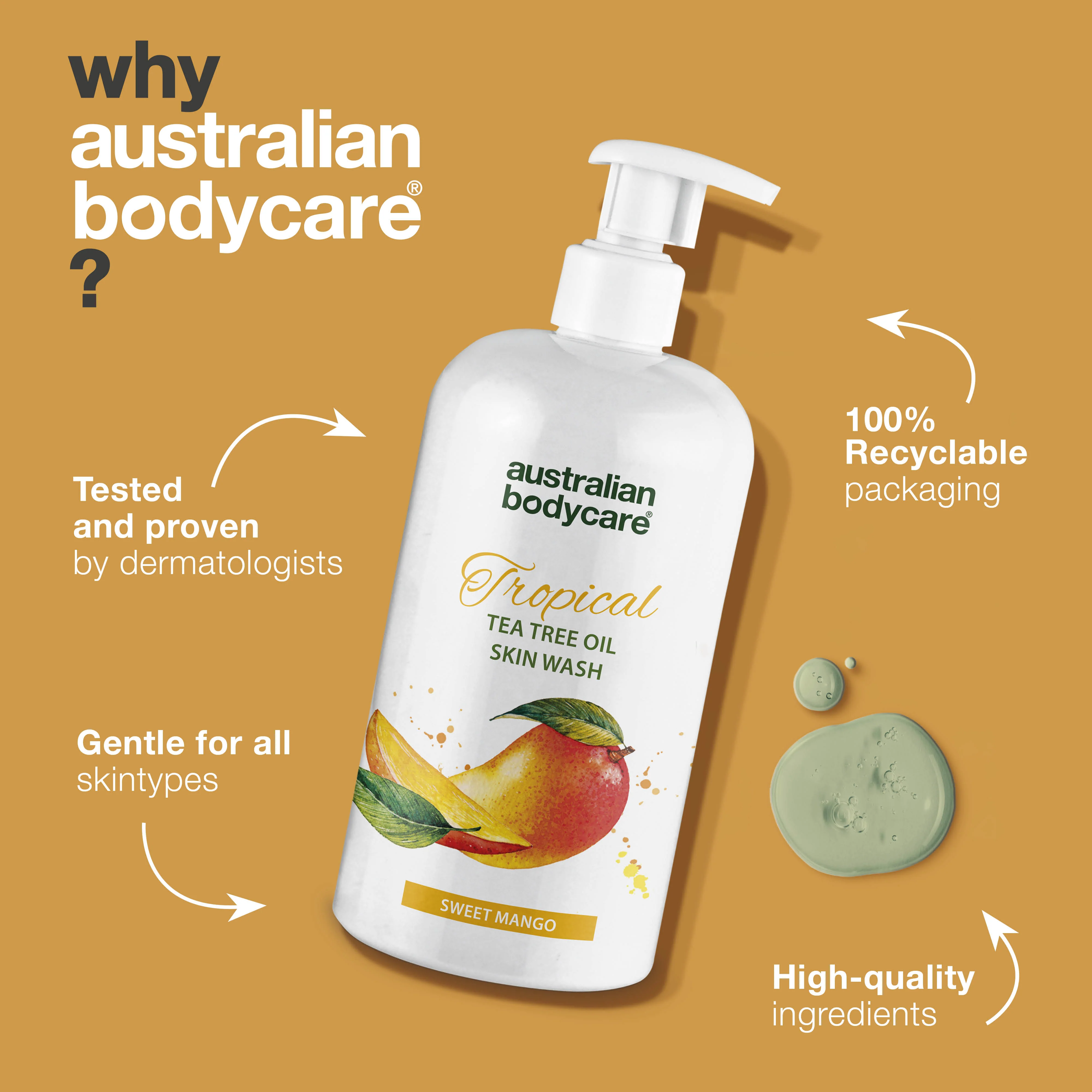 Tropical Skin Wash with mango — Professional Body Wash with Tea Tree Oil and mango for a clean and healthy skin - Image 4