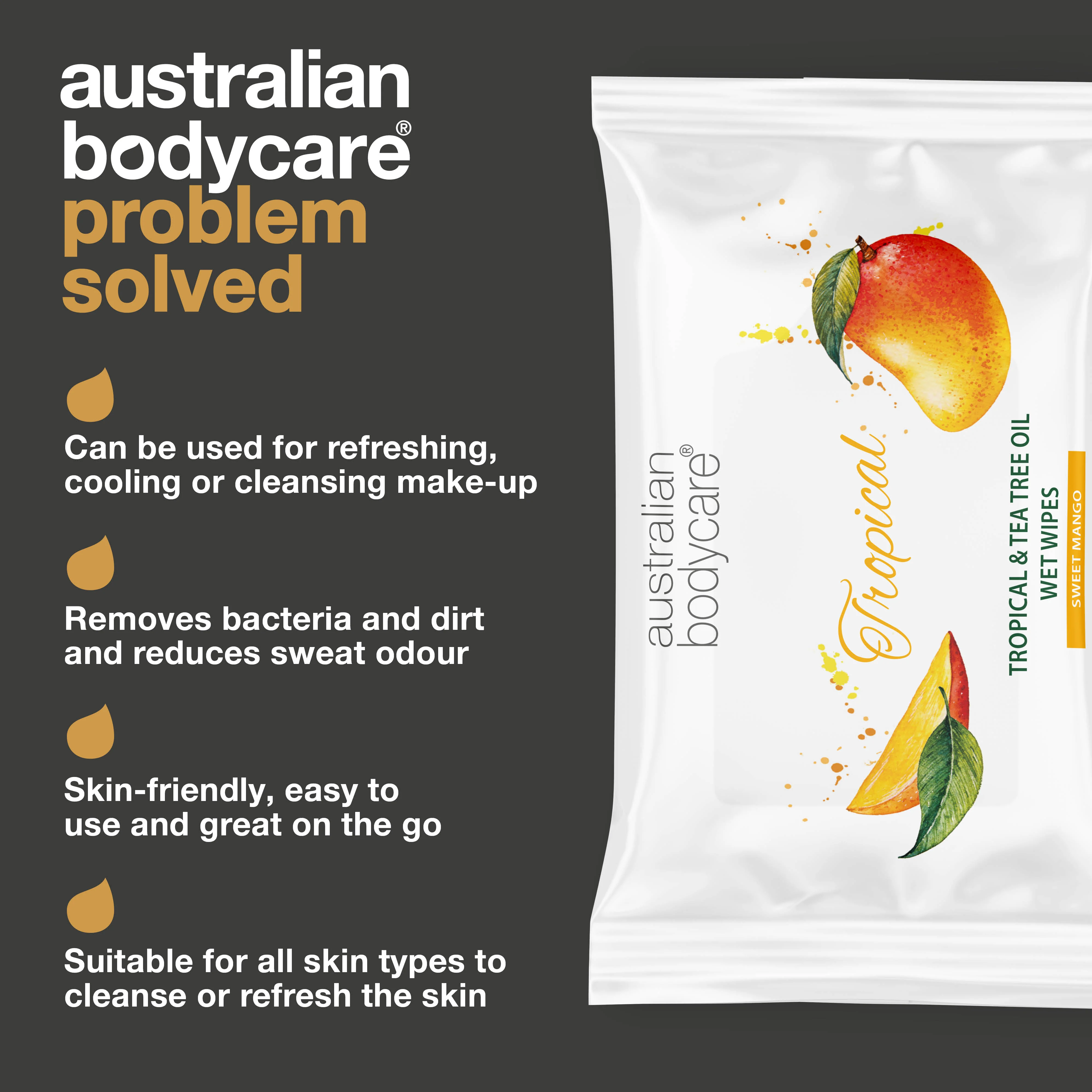 Adult wet wipes with Mango & Tea Tree Oil — For daily rinse of face and body - Image 3