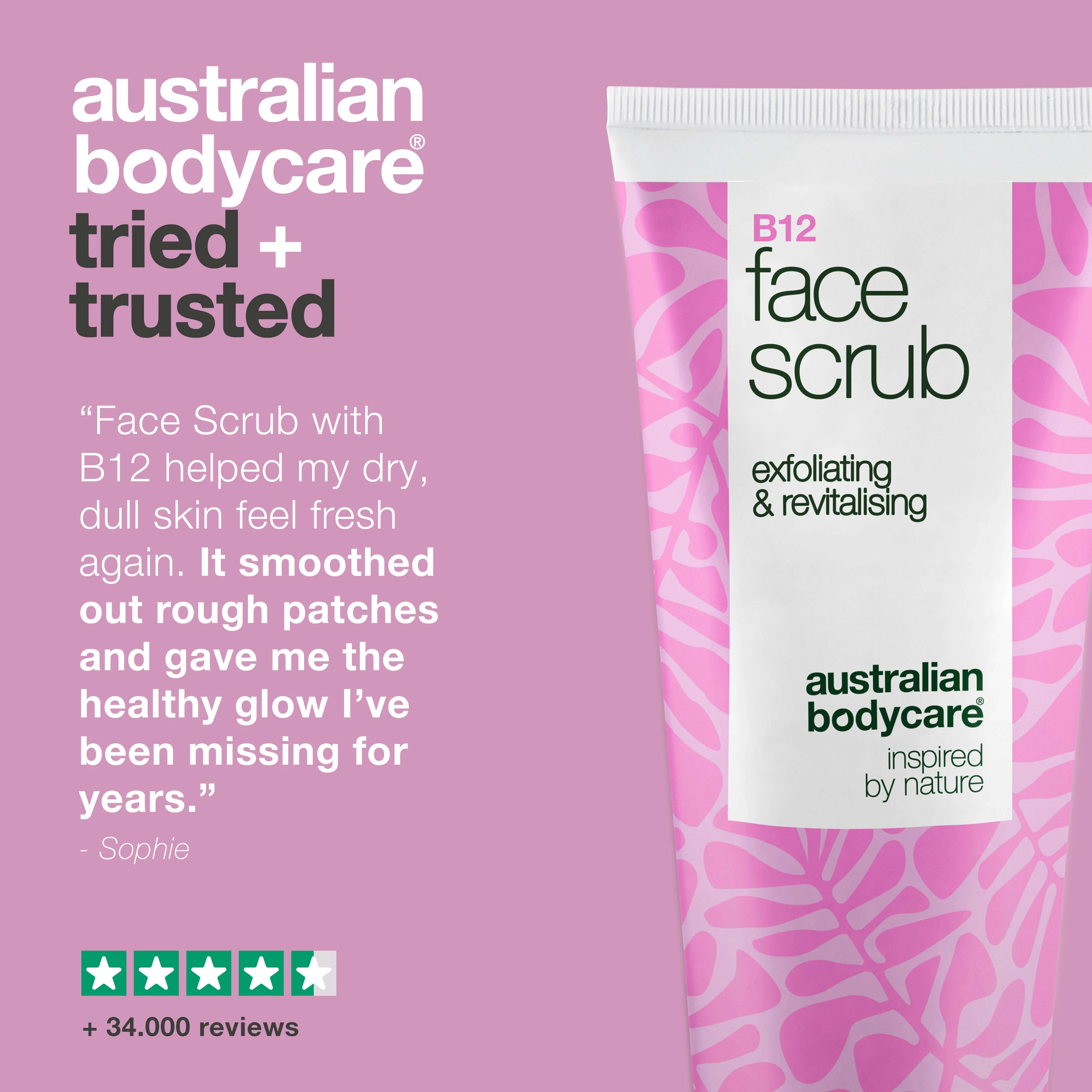 Face Scrub for dull skin – exfoliates with B12 and AHA — Face scrub for dull, tired skin. With B12 vitamin, glycolic acid and apricot seed to exfoliate and restore glow and smoothness. - Image 5
